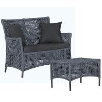 Sofá E Mesa Igapó 2 Lugares Jardim Varanda Piscina Aluminio Prata - 1