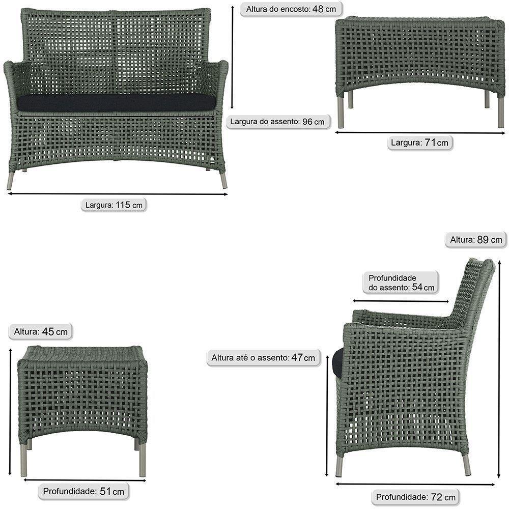 Sofá E Mesa Igapó 2 Lugares Varanda Jardim Aluminio Piscina Verde - 2