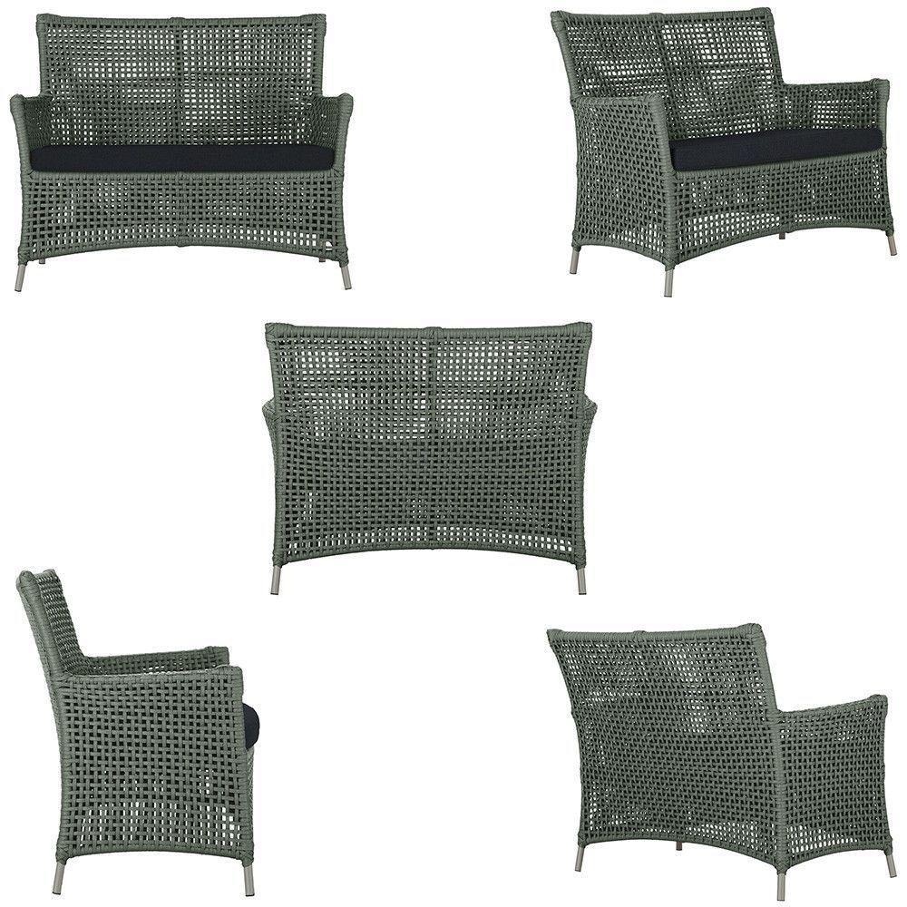 Sofá E Mesa Igapó 2 Lugares Varanda Jardim Aluminio Piscina Verde - 5