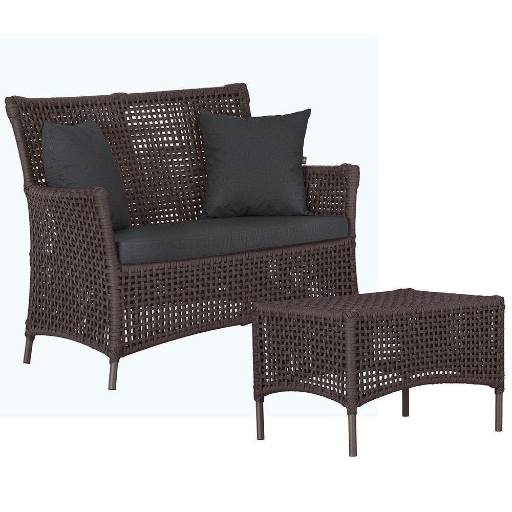 Sofá E Mesa Igapó 2 Lugares Varanda Jardim Piscina Aluminio Marrom - 1