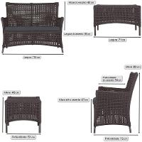 Sofá E Mesa Igapó 2 Lugares Varanda Jardim Piscina Aluminio Marrom - 2