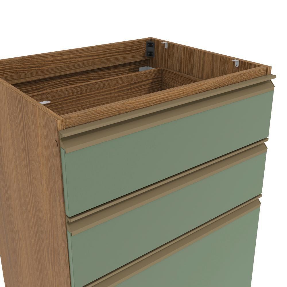 Balcão 3 Gavetas Kappesberg Celeste 100% Mdf Nogueira-verde Oliva 60cm - 5