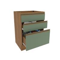Balcão 3 Gavetas Kappesberg Celeste 100% Mdf Nogueira-verde Oliva 60cm - 2