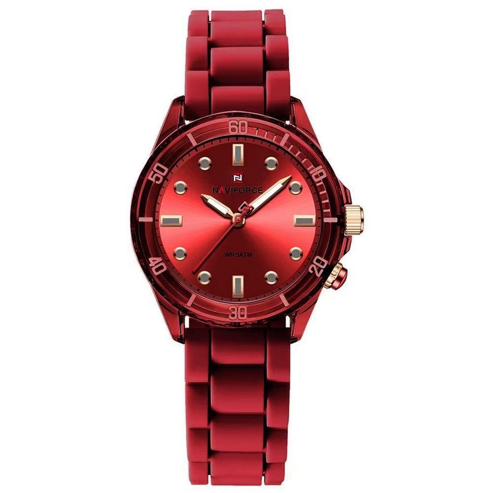 Relógio De Quartzo Feminino Design Casual Pulseira De Silicone 5atm à Prova D´agua Vermelho - 1