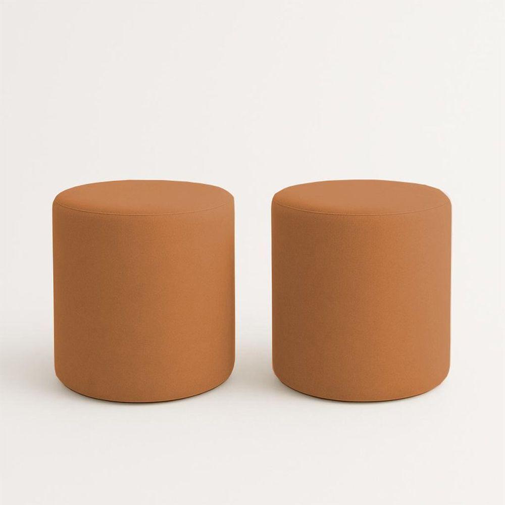 Kit 2 Puffs Beca Cilindro Boucle Live - 7 Decor Terracota - 1