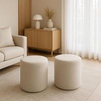 Kit 2 Puffs Beca Cilindro Boucle Live - 7 Decor Bege - 2