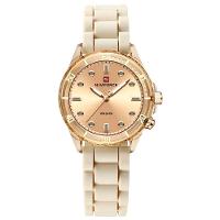 Relógio De Quartzo Feminino Design Casual Pulseira De Silicone 5atm à Prova D´agua Bege - 1