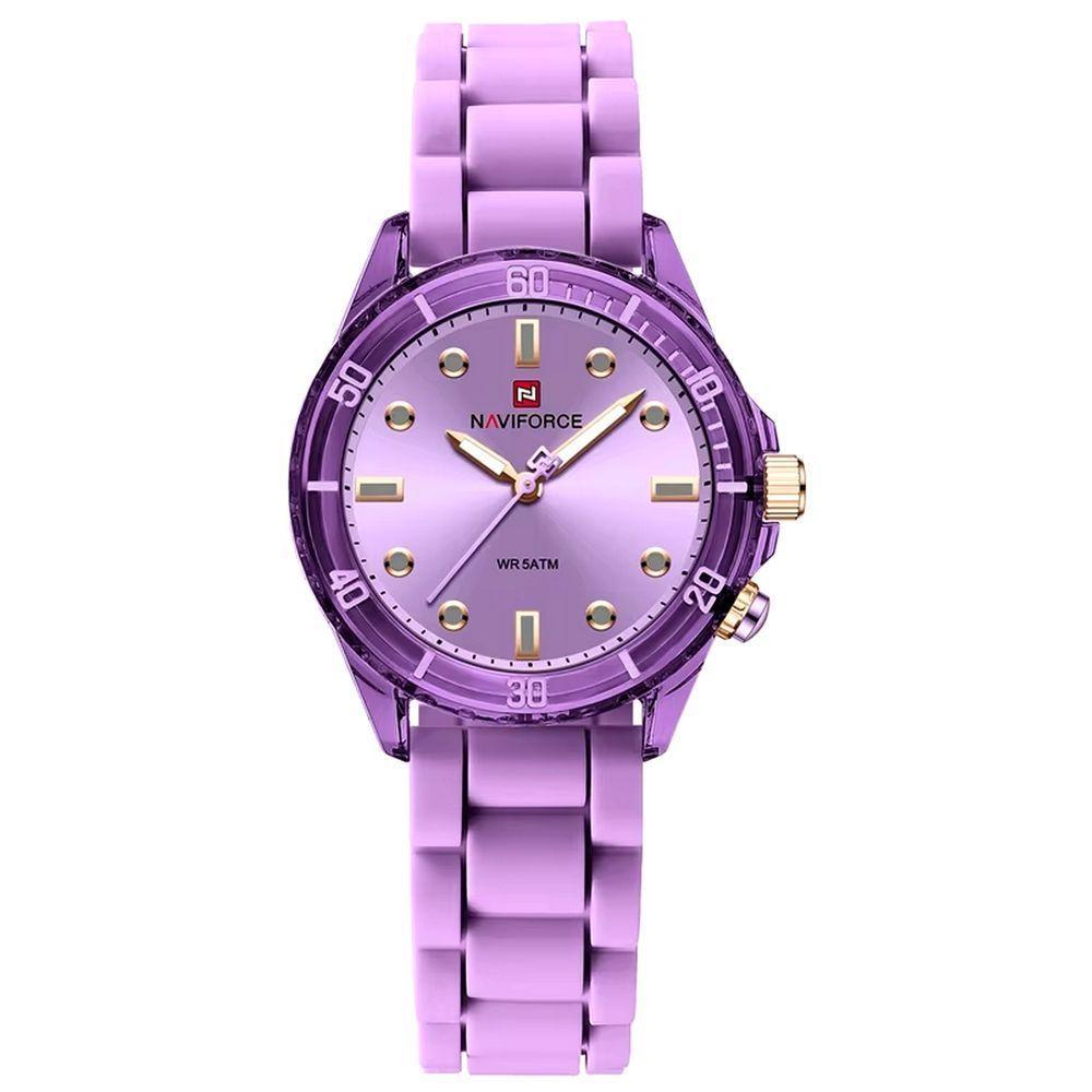 Relógio De Quartzo Feminino Design Casual Pulseira De Silicone 5atm à Prova D´agua Lilas - 1