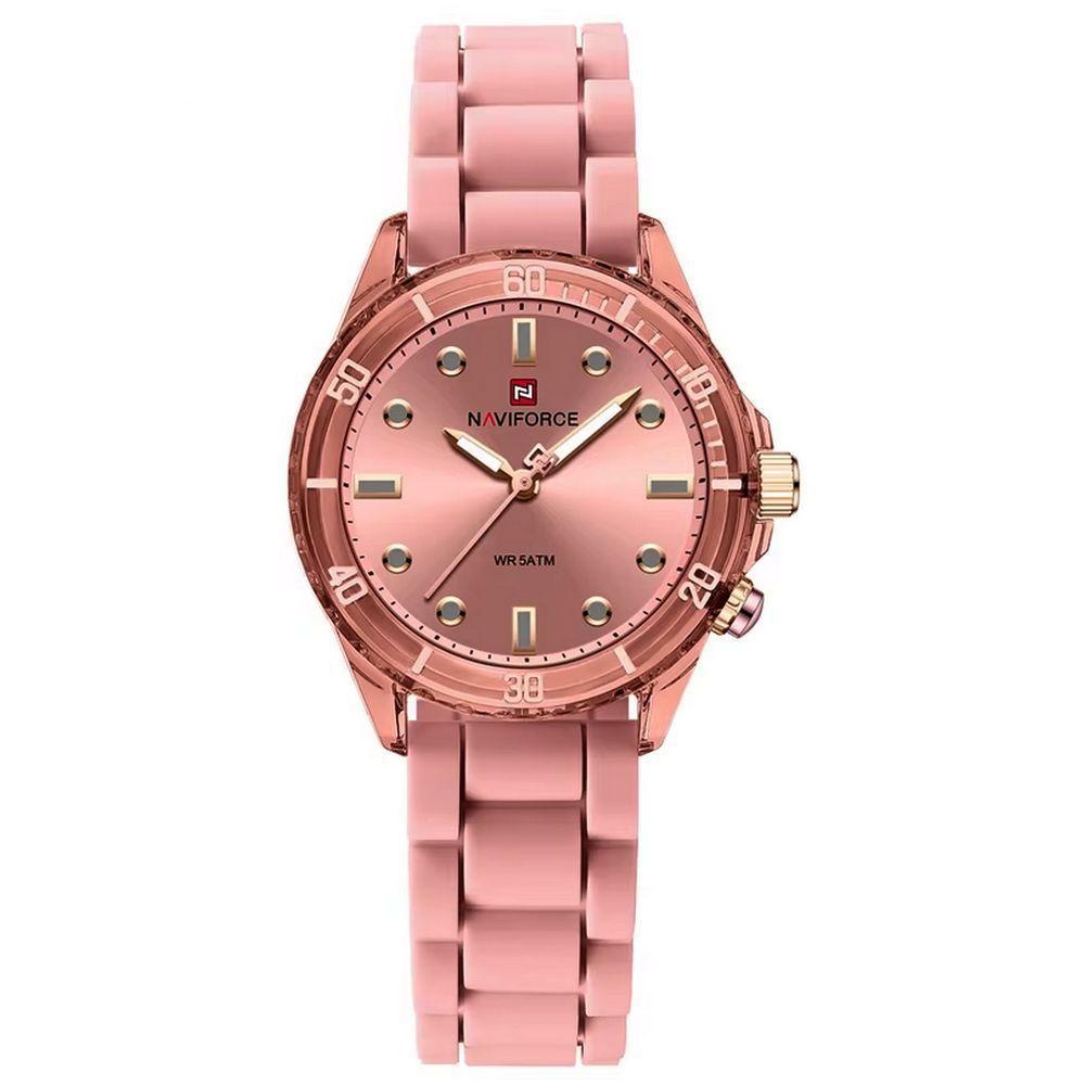 Relógio De Quartzo Feminino Design Casual Pulseira De Silicone 5atm à Prova D´agua Rosa - 1