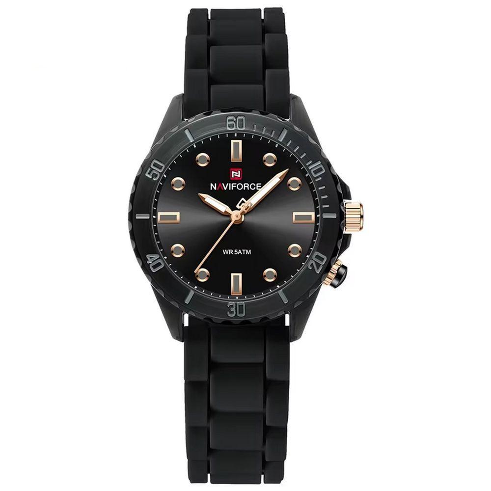 Relógio De Quartzo Feminino Design Casual Pulseira De Silicone 5atm à Prova D´agua Preto - 1