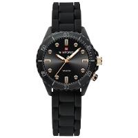 Relógio De Quartzo Feminino Design Casual Pulseira De Silicone 5atm à Prova D´agua Preto - 1