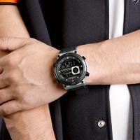 Relógio Esportivo Digital Masculino Pulseira De Silicone Texturizada Impermeavel Prata Preto - 3