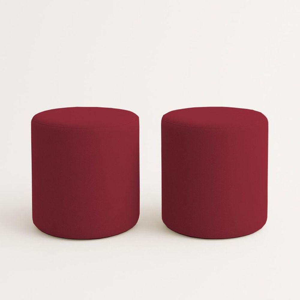 Kit 2 Puffs Beca Cilindro Boucle Live - 7 Decor Bordo - 1