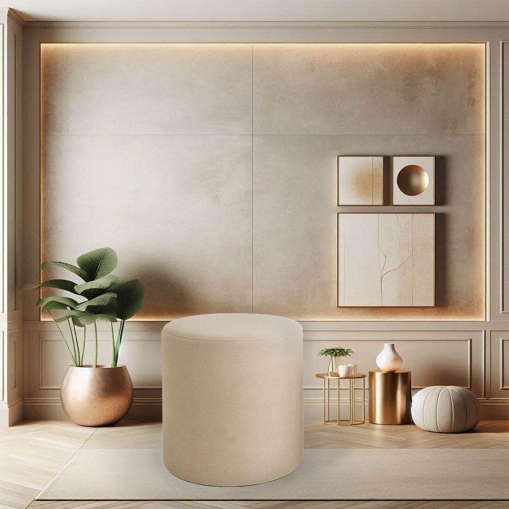 Puff Beca Cilindro Boucle Live - 7 Decor Bege - 2