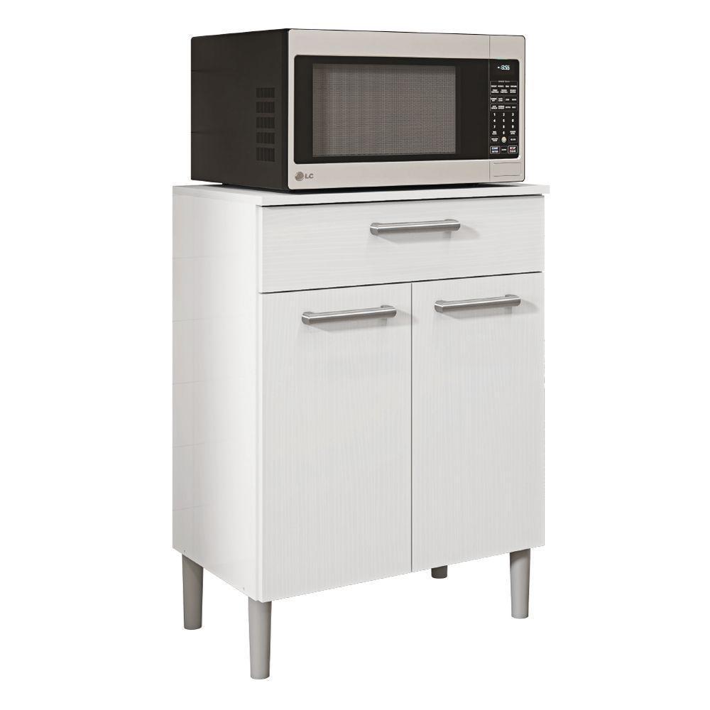 Armário De Cozinha Balcão Multiuso Para Micro Ondas Com Gaveta Diamante Branco Kit's Paraná Branco - 1
