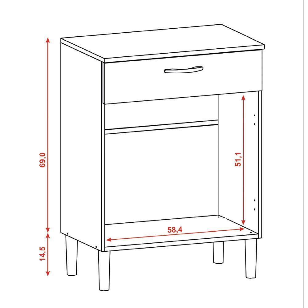 Armário De Cozinha Balcão Multiuso Para Micro Ondas Com Gaveta Diamante Branco Kit's Paraná Branco - 2
