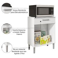 Armário De Cozinha Balcão Multiuso Para Micro Ondas Com Gaveta Diamante Branco Kit's Paraná Branco - 3