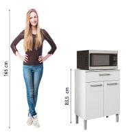 Armário De Cozinha Balcão Multiuso Para Micro Ondas Com Gaveta Diamante Branco Kit's Paraná Branco