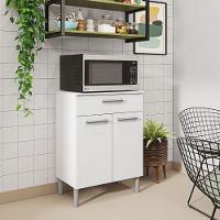 Armário De Cozinha Balcão Multiuso Para Micro Ondas Com Gaveta Diamante Branco Kit's Paraná Branco - 5