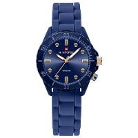 Relógio De Quartzo Feminino Design Casual Pulseira De Silicone 5atm à Prova D´agua Azul - 1