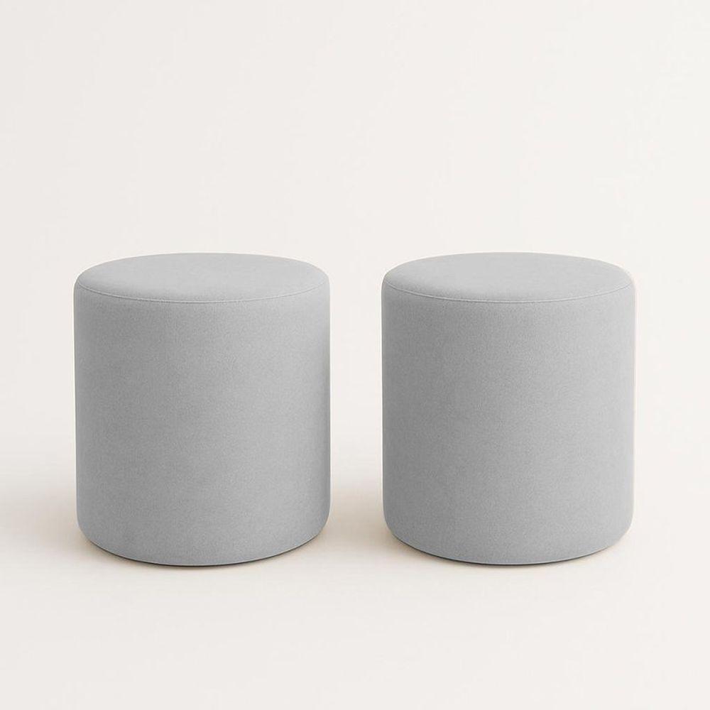 Kit 2 Puffs Beca Cilindro Boucle Live - 7 Decor Prata - 1