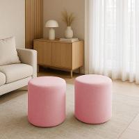 Kit 2 Puffs Beca Cilindro Boucle Live - 7 Decor Rosê - 2