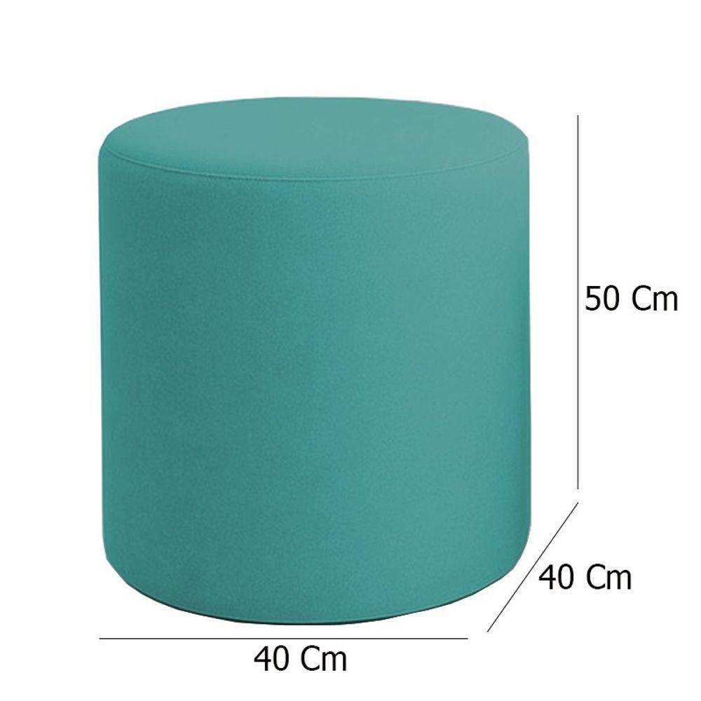 Kit 2 Puffs Beca Cilindro Boucle Live - 7 Decor Azul Turquesa - 4