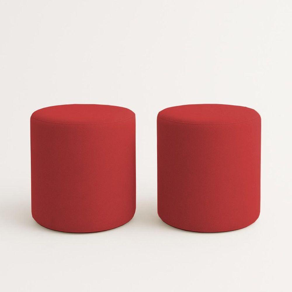 Kit 2 Puffs Beca Cilindro Boucle Live - 7 Decor Vermelho - 1