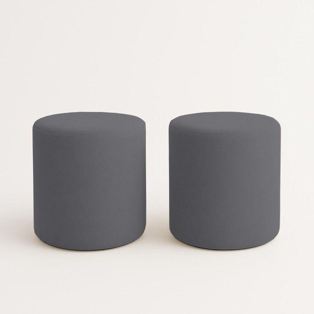Kit 2 Puffs Beca Cilindro Boucle Live - 7 Decor Cinza Escuro - 1
