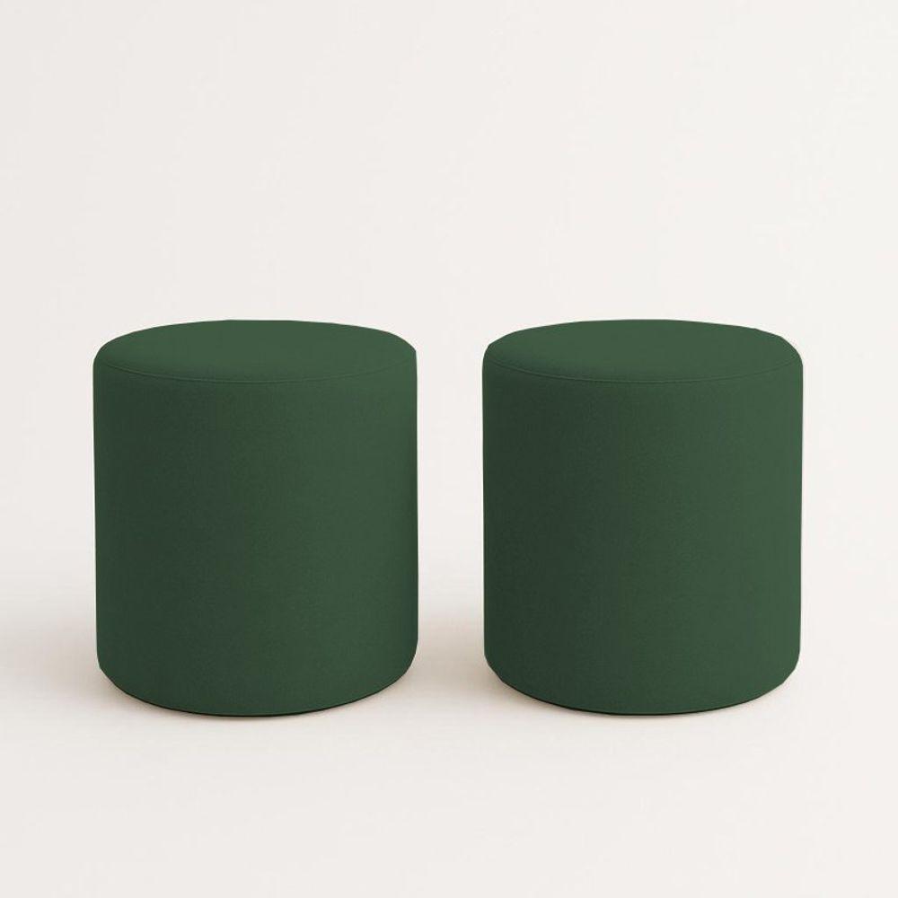Kit 2 Puffs Beca Cilindro Boucle Live - 7 Decor Verde Escuro - 1