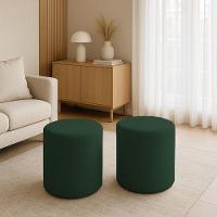 Kit 2 Puffs Beca Cilindro Boucle Live - 7 Decor Verde Escuro - 2