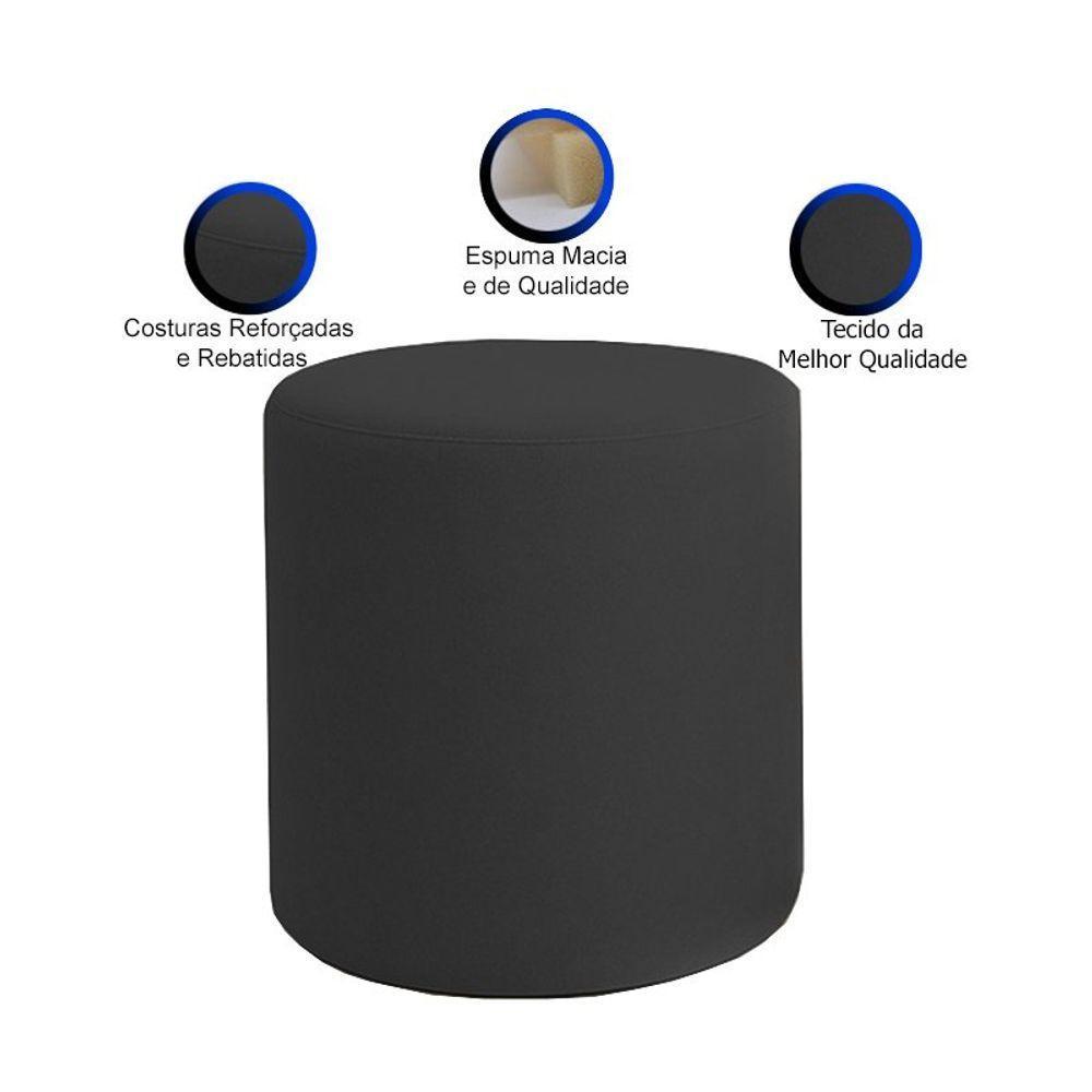 Kit 2 Puffs Beca Cilindro Suede Live - 7 Decor Preto - 3
