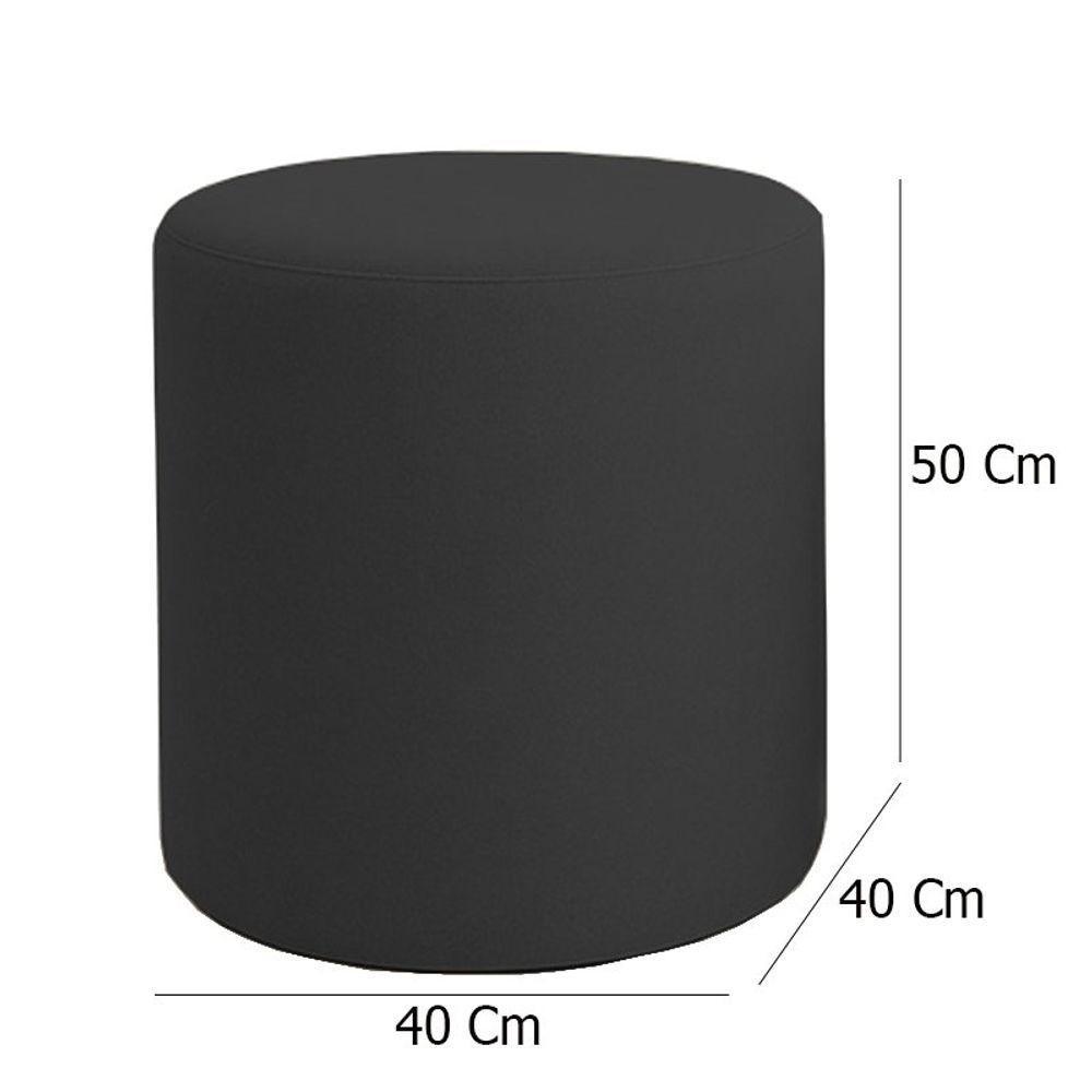 Kit 2 Puffs Beca Cilindro Suede Live - 7 Decor Preto - 4