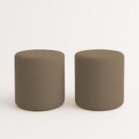 Kit 2 Puffs Beca Cilindro Suede Live - 7 Decor Cappuccino - 1