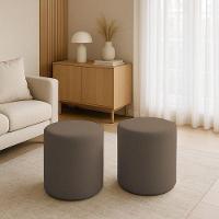 Kit 2 Puffs Beca Cilindro Suede Live - 7 Decor Cappuccino - 2