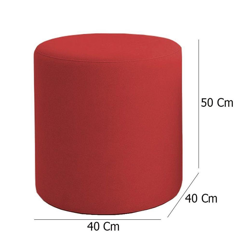 Kit 2 Puffs Beca Cilindro Suede Live - 7 Decor Vermelho - 4