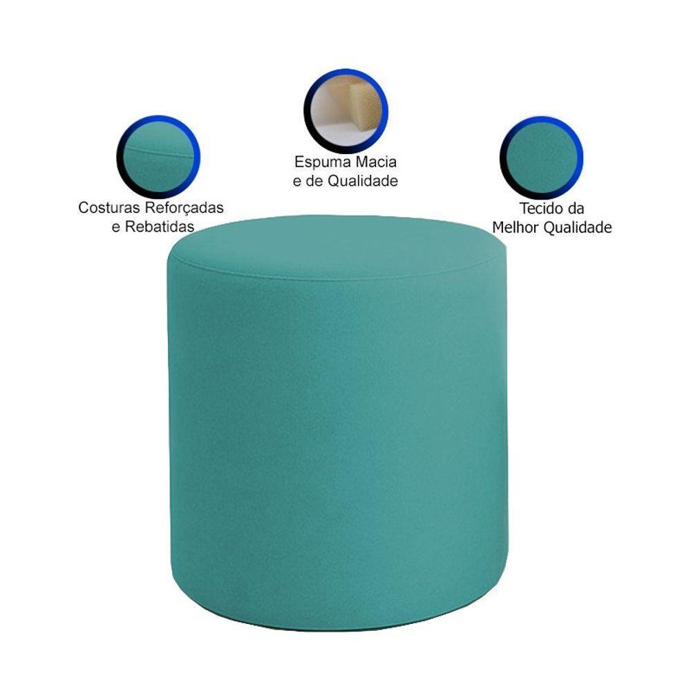 Kit 2 Puffs Beca Cilindro Suede Live - 7 Decor Azul Turquesa - 3