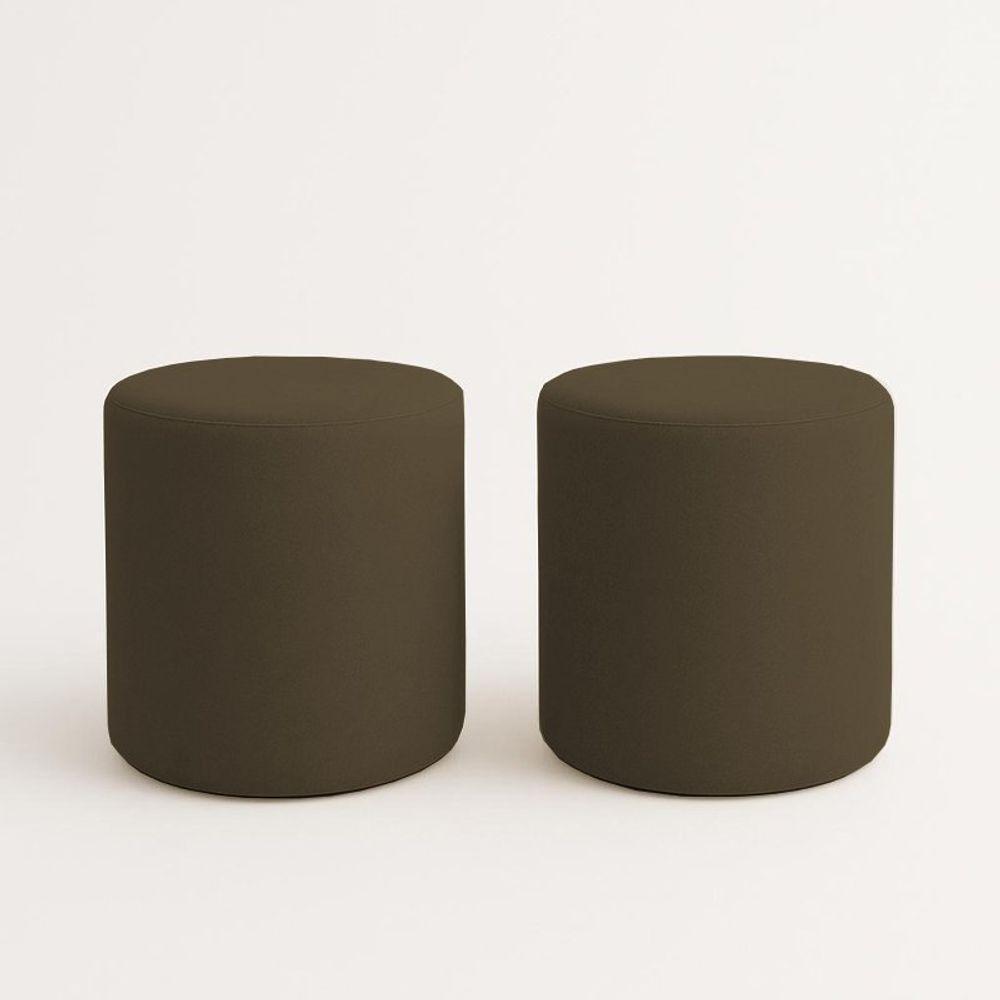 Kit 2 Puffs Beca Cilindro Suede Live - 7 Decor Marrom - 1