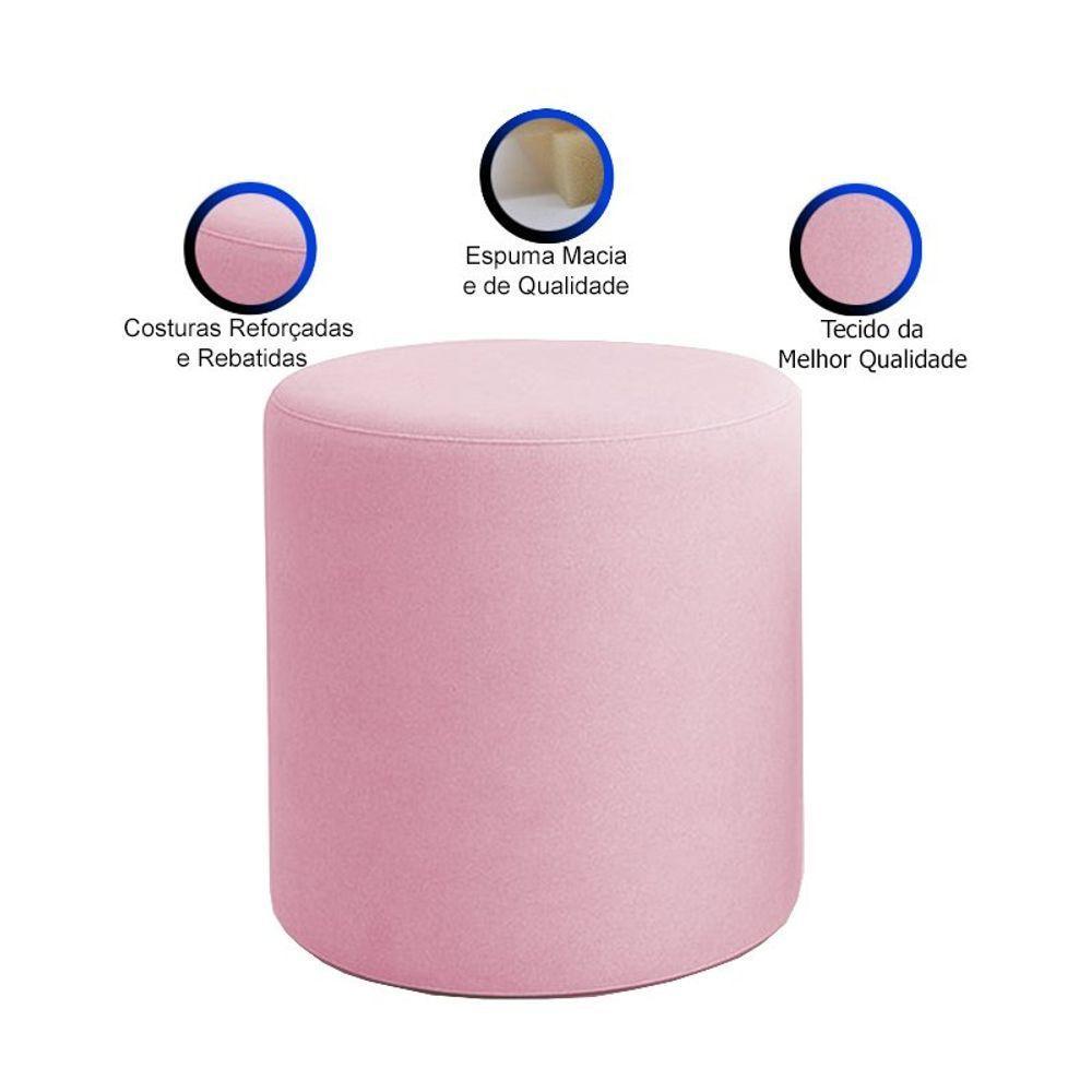 Kit 2 Puffs Beca Cilindro Suede Live - 7 Decor Rosê - 3