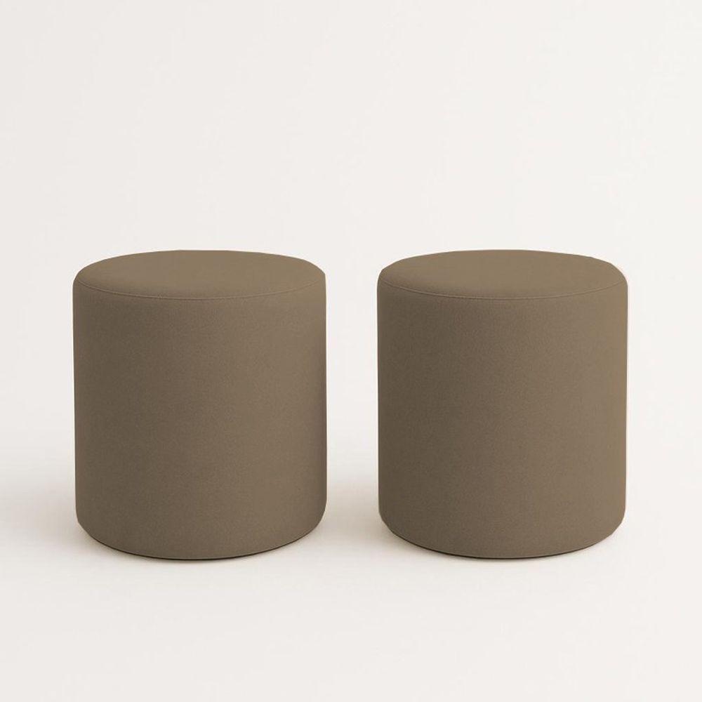 Kit 2 Puffs Beca Cilindro Boucle Live - 7 Decor Cappuccino - 1