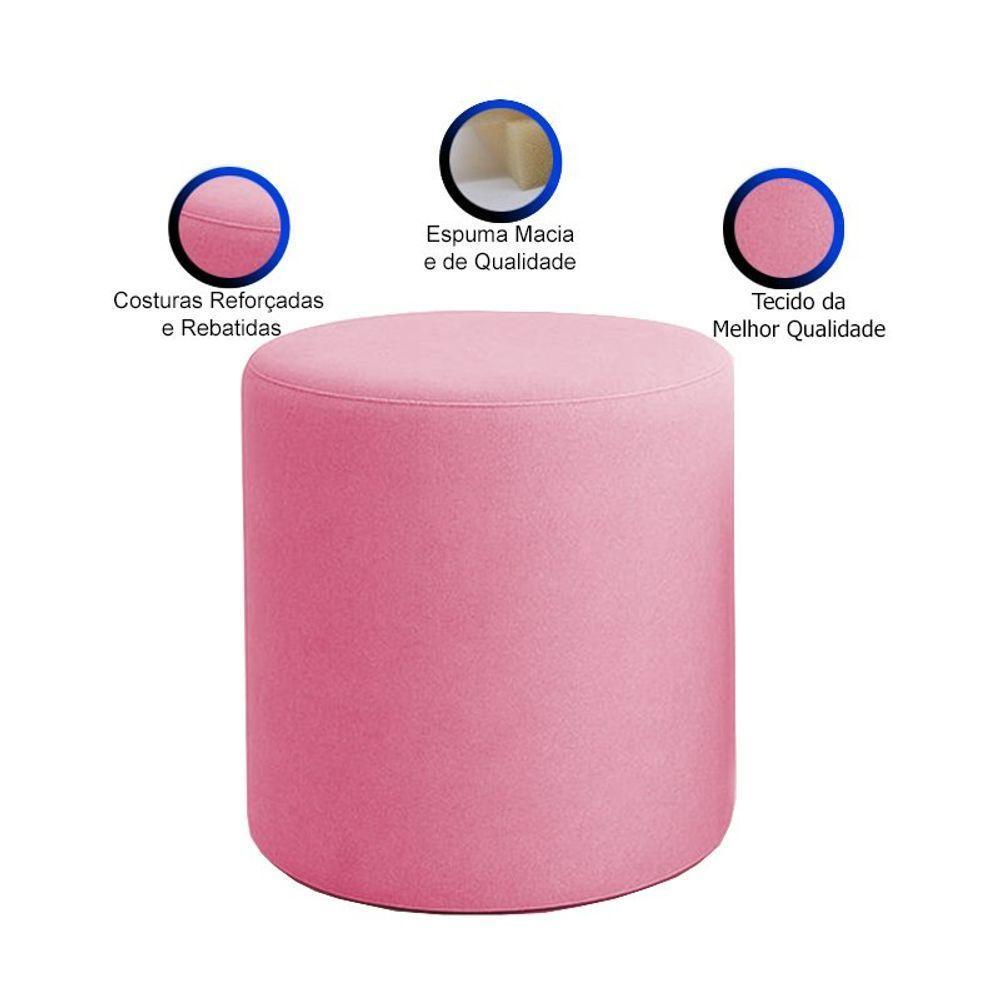 Kit 2 Puffs Beca Cilindro Suede Live - 7 Decor Rosa - 3