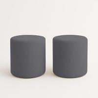 Kit 2 Puffs Beca Cilindro Suede Live - 7 Decor Cinza Escuro - 1