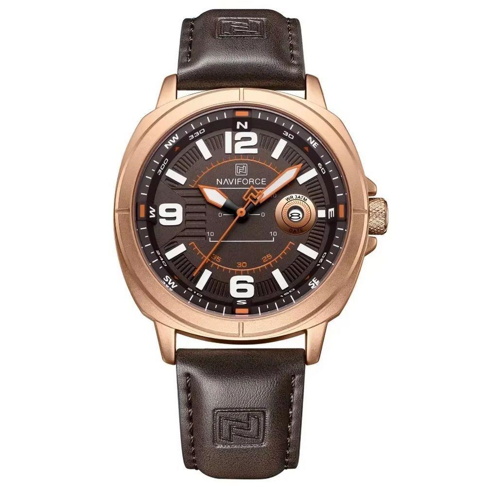 Relógio Masculino De Quartzo Design Esportivo Impermeavel à Prova D'água 3atm Dourado Marrom - 1