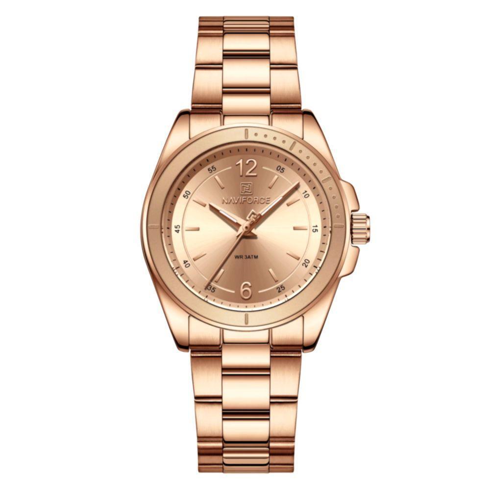 Relógio De Pulso Feminino Em Aço Inoxidavel Confortável Design Elegante à Prova D´agua Rosa - 1