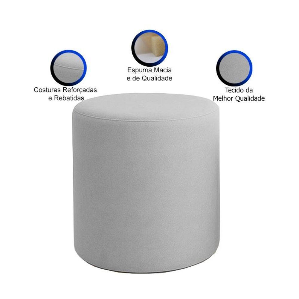 Kit 2 Puffs Beca Cilindro Suede Live - 7 Decor Prata - 3