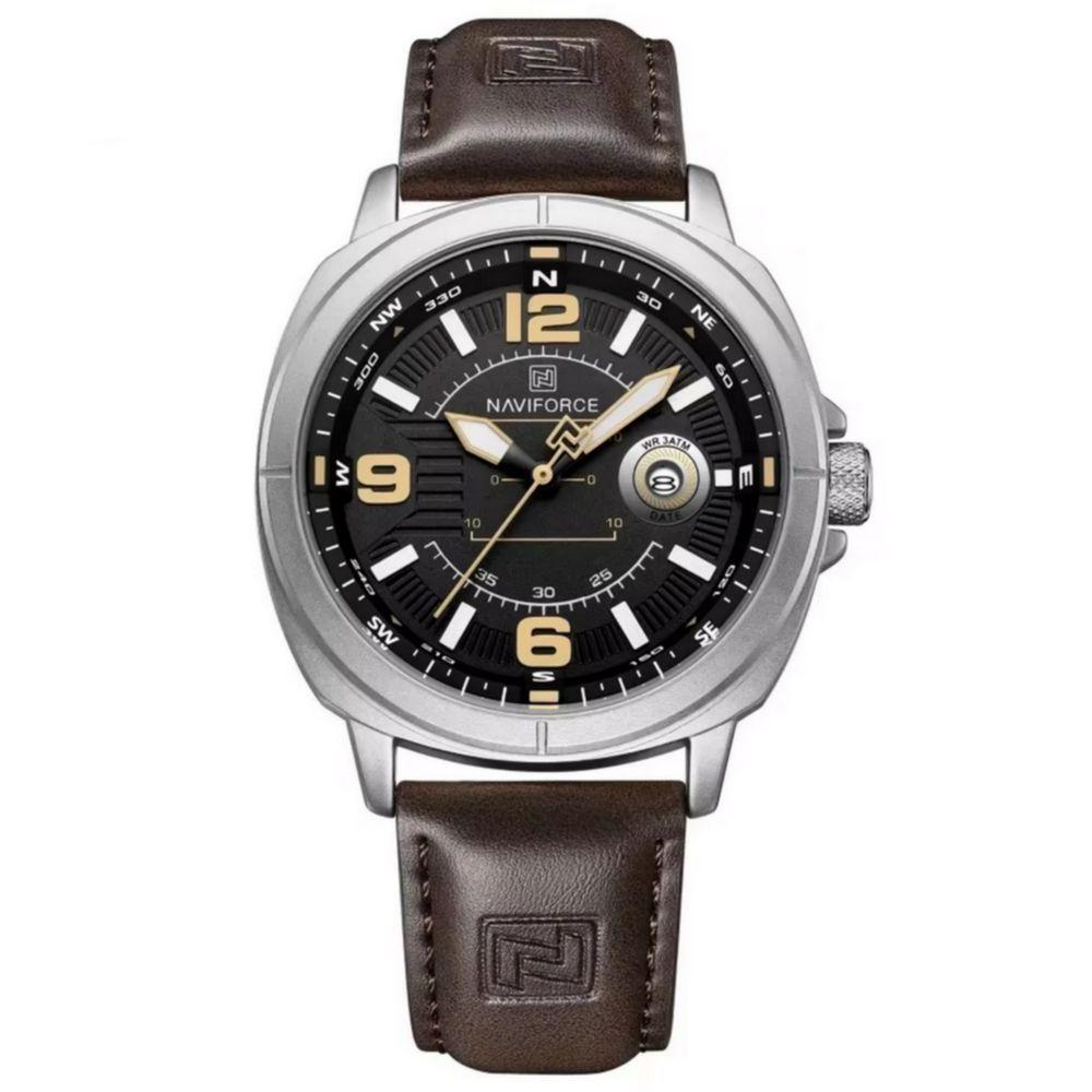 Relógio Masculino De Quartzo Design Esportivo Impermeavel à Prova D'água 3atm Prata Marrom - 1