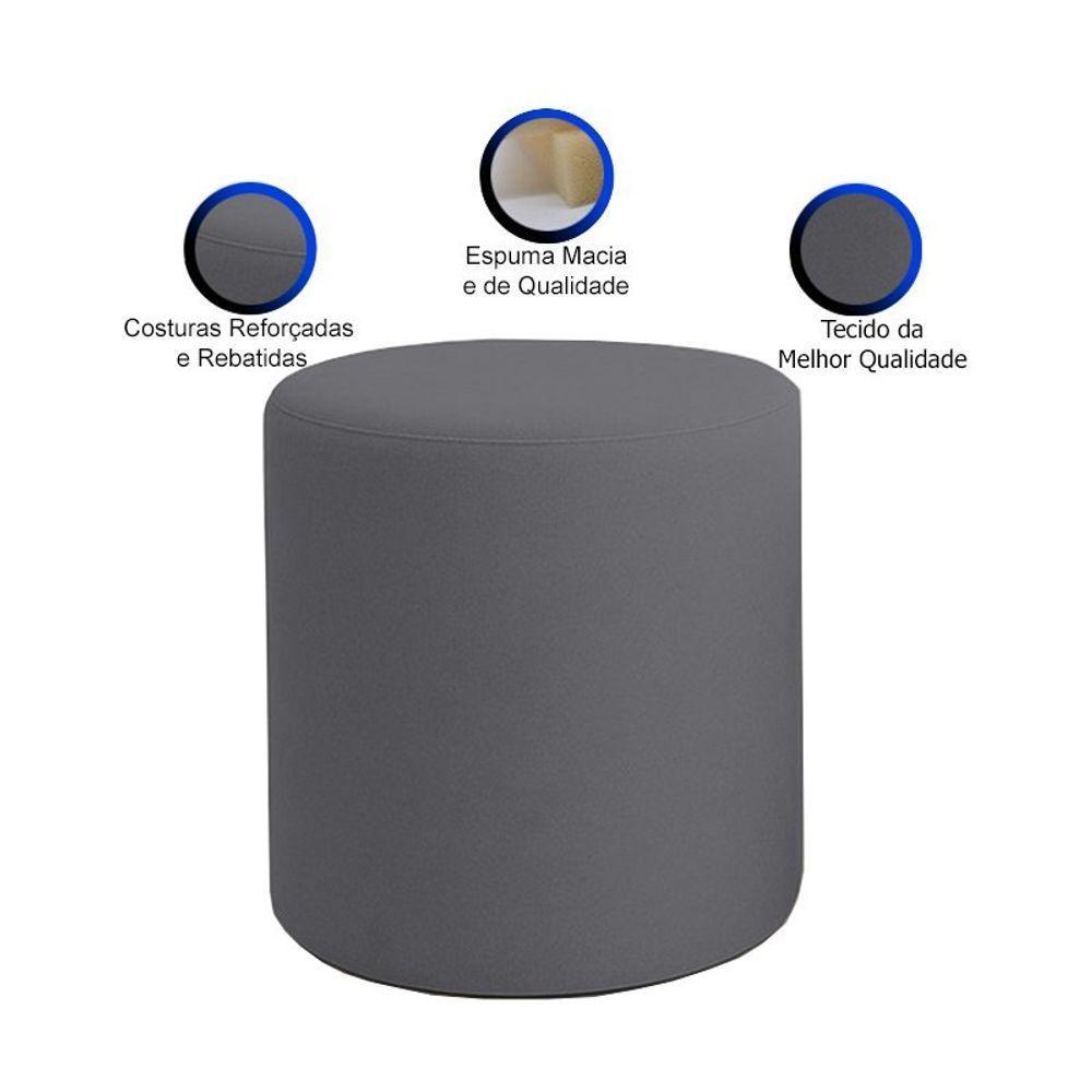 Puff Beca Cilindro Boucle Live - 7 Decor Cinza Escuro - 3
