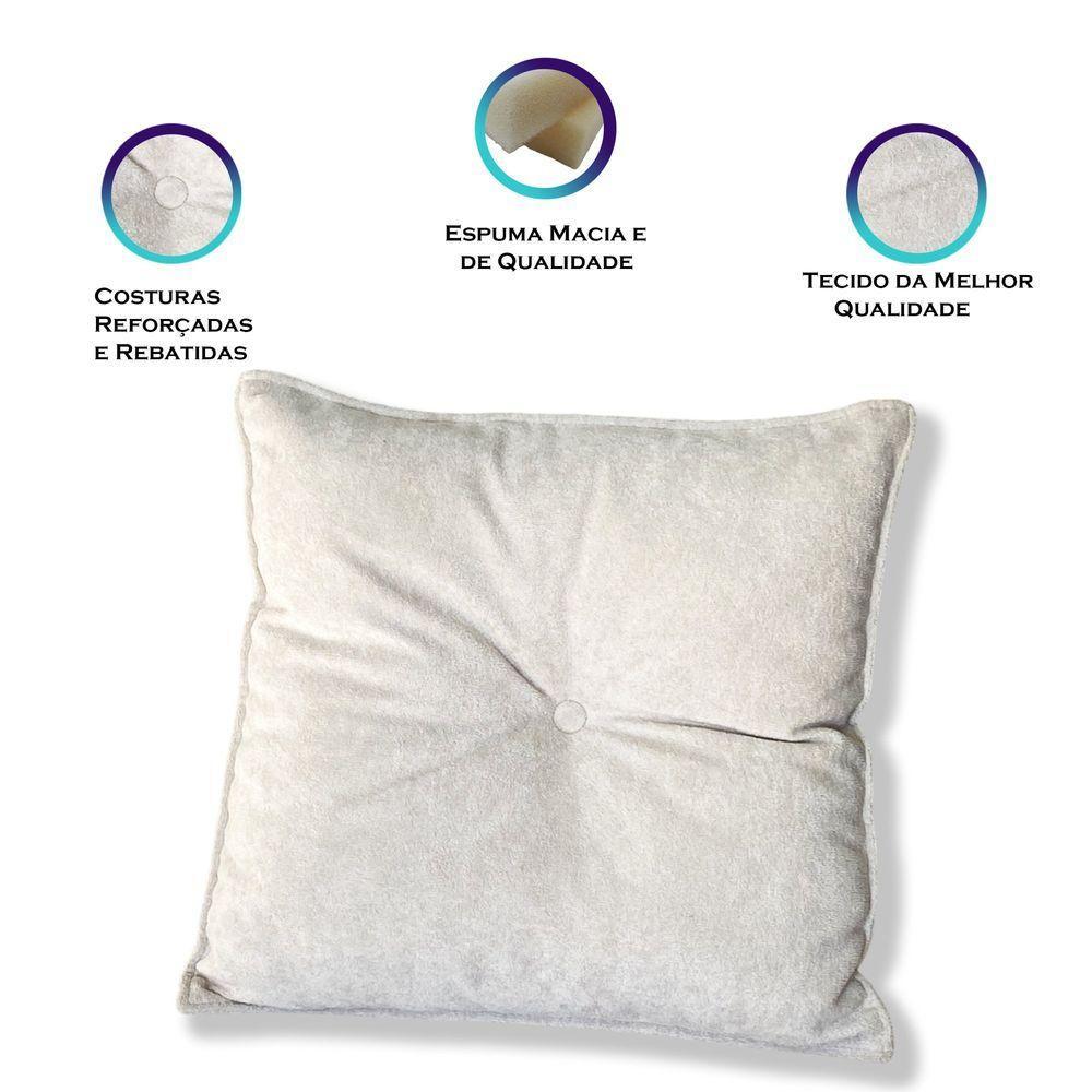 Kit 4 Almofadas Quadradas Tina Com Botão Central Boucle - 7 Decor Bege - 3