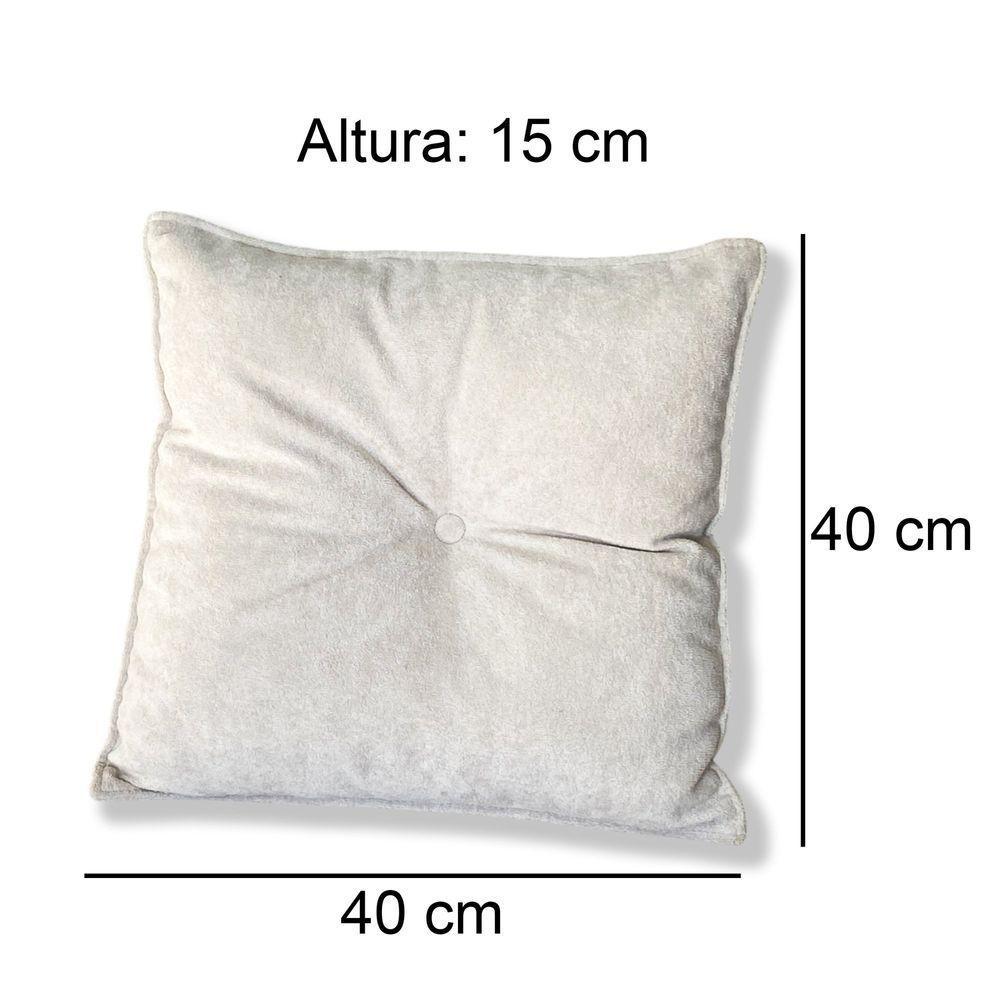 Kit 4 Almofadas Quadradas Tina Com Botão Central Boucle - 7 Decor Bege - 4