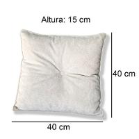 Kit 4 Almofadas Quadradas Tina Com Botão Central Boucle - 7 Decor Bege - 4